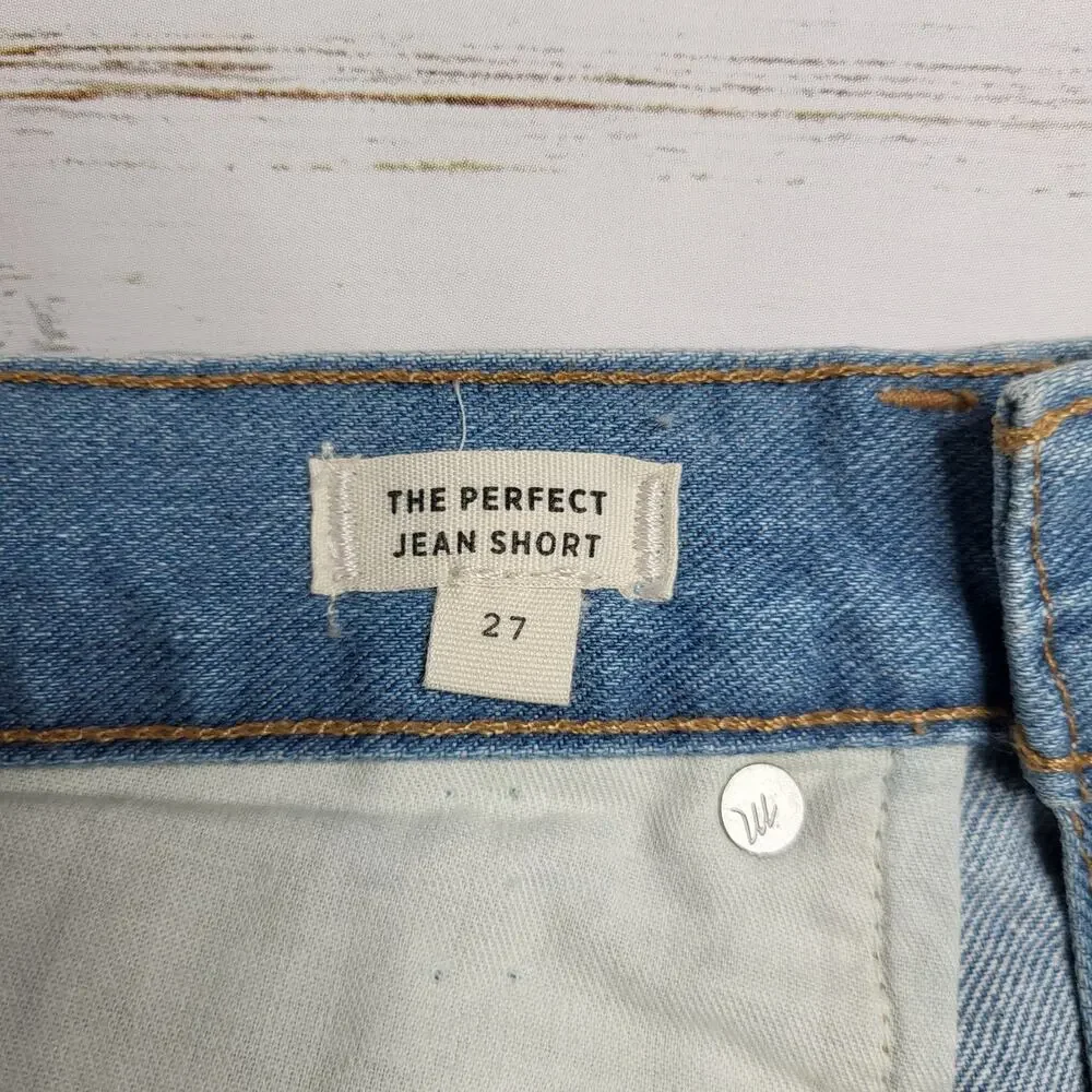 Madewell Perfect Jean Shorts Raw Hem High Rise Cutoffs Medium Bowman Wash 27